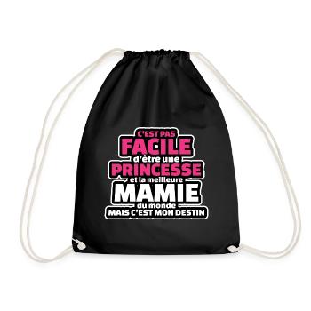 pas facile etre princesse et meilleure mamie monde - Sac de sport léger - noir - Devant
