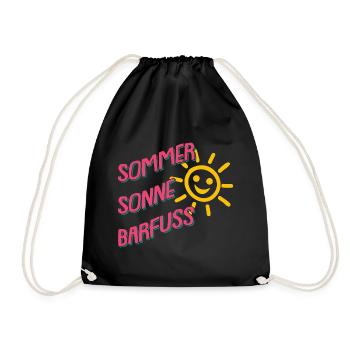 Sommer Sonne Barfuss am Strand Urlaub Ferien - Turnbeutel - Schwarz - Vorne