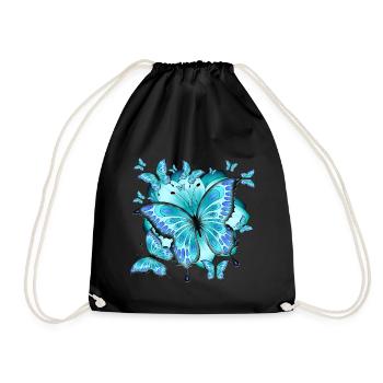 Butterflies with flower - Drawstring Bag - black - Front