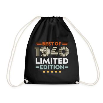 Retro 1940 Vintage 84th Birthday Gift 84 Years Old - Drawstring Bag - black - Front