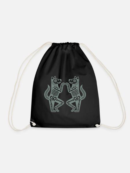 Dancing Skeleton Dogs Halloween - Turnbeutel - Schwarz