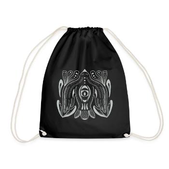 Mandala style eye with tentacle tendrils - Drawstring Bag - black - Front