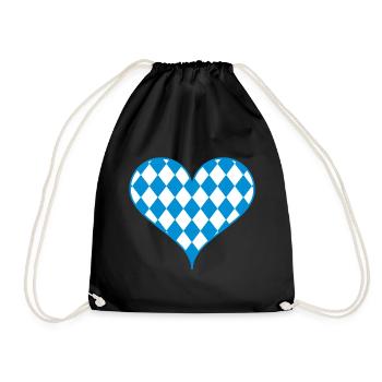 Bavarian heart rhombuses blue home love gift - Drawstring Bag - black - Front