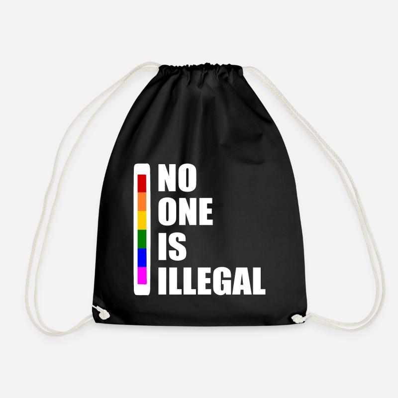 No one is illegal - Drawstring Bag - black