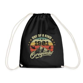 1981 Anniversaire vintage 1981 rétro né en 1981 - Sac de sport léger - noir - Devant