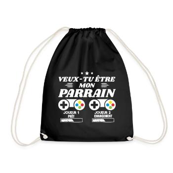 Do you want to be my godfather, Gamer godfather request - Drawstring Bag - black - Front