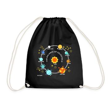 Planets Solar Graphic Planets Solar System Stars - Drawstring Bag - black - Front