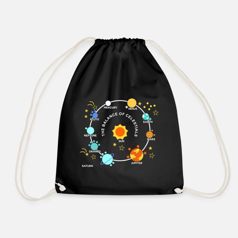 Planets Solar Graphic Planets Solar System Stars - Drawstring Bag - black