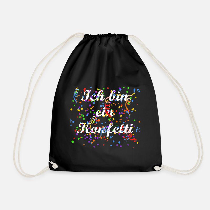 Konfetti - Karneval - Turnbeutel - Schwarz