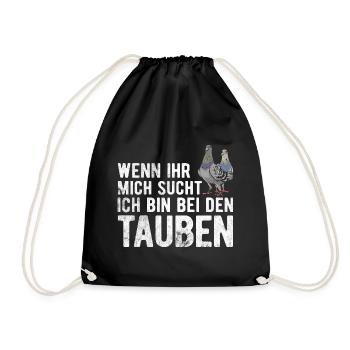 Taube Tauben Vogel - Turnbeutel - Schwarz - Vorne