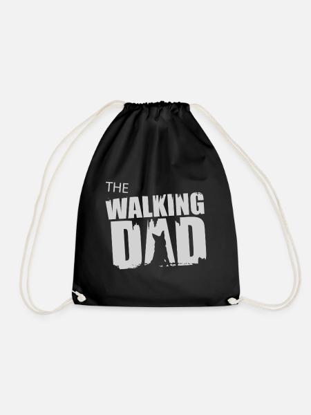 German Shepherd Walking Dad Gift Idea Father Gassi - Drawstring Bag - black