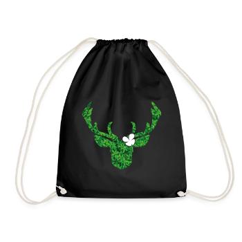 Cerf avec fleur en blanc pour le costume moderne - Sac de sport léger - noir - Devant