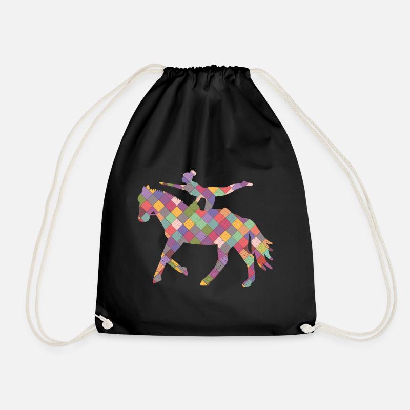 Voltigieren Silhouette Mädchen Reiterin Geschenk - Turnbeutel - Schwarz