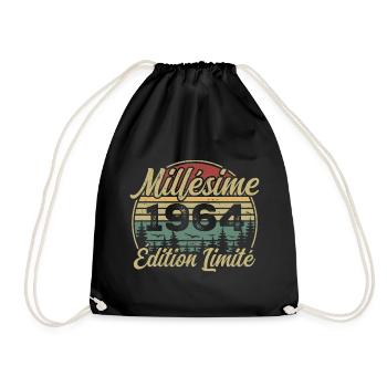 Vintage 1964 - 69th Anniversary Gift - Drawstring Bag - black - Front