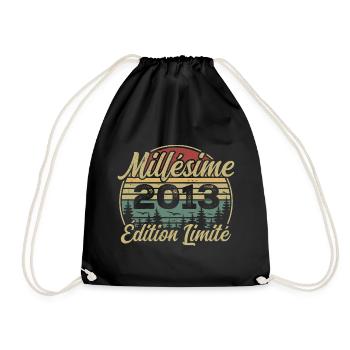 2013 Vintage - 11th Anniversary Gift - Drawstring Bag - black - Front