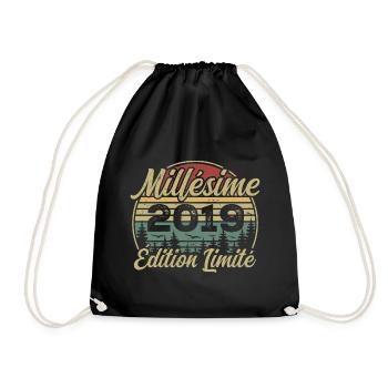 2019 Vintage - 5th Anniversary Gift - Drawstring Bag - black - Front
