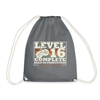 16 Geburtstag Level 16 Complete 16 Jahre Geschenk - Turnbeutel - Grau - Vorne