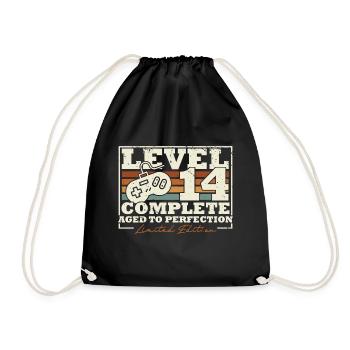 14 Geburtstag Level 14 Complete 14 Jahre Geschenk - Turnbeutel - Schwarz - Vorne