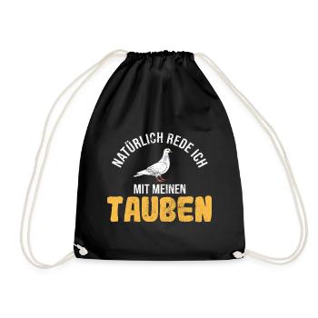Taube Tauben Vogel - Turnbeutel - Schwarz - Vorne