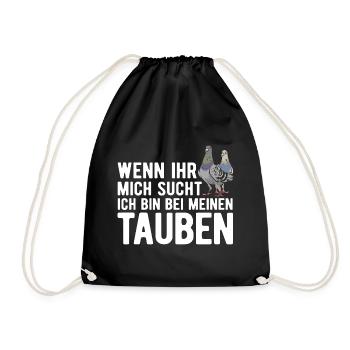 Taube Tauben Vogel - Turnbeutel - Schwarz - Vorne