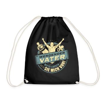 Family Design werdender Vater Farbset 3 - Turnbeutel - Schwarz - Vorne