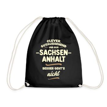 Clever, gutaussehend und aus Sachsen-Anhalt - Turnbeutel - Schwarz - Vorne