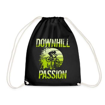 MTB Downhill Mountainbiker Geschenk - Turnbeutel - Schwarz - Vorne