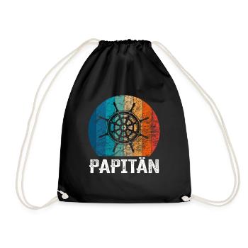 Papitän und Ruder - für den besten Papa der Welt - Turnbeutel - Schwarz - Vorne