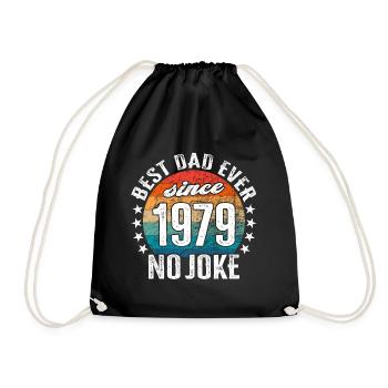 Best dad in the world since 1979 No Joke - Drawstring Bag - black - Front