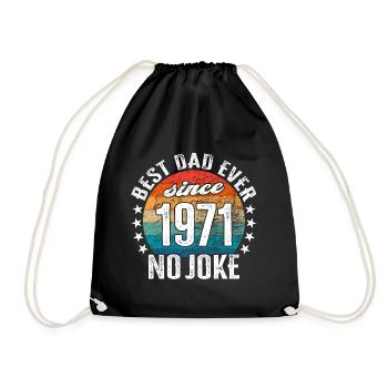 Best dad in the world since 1971 No Joke - Drawstring Bag - black - Front