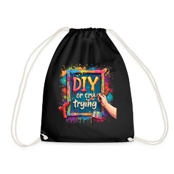 DIY or cry trying - Handwerkeln Upcycling - Turnbeutel - Schwarz - Vorne