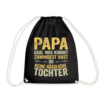 Papa Père Fille Fête des pères - Sac de sport léger - noir - Devant