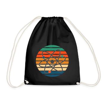 Wissenschaft, retro sunset Streifen - Atom symbol - Turnbeutel - Schwarz - Vorne
