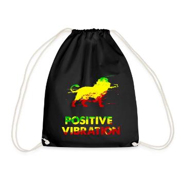 Lion Positive vibration Rasta raggae - Drawstring Bag - black - Front