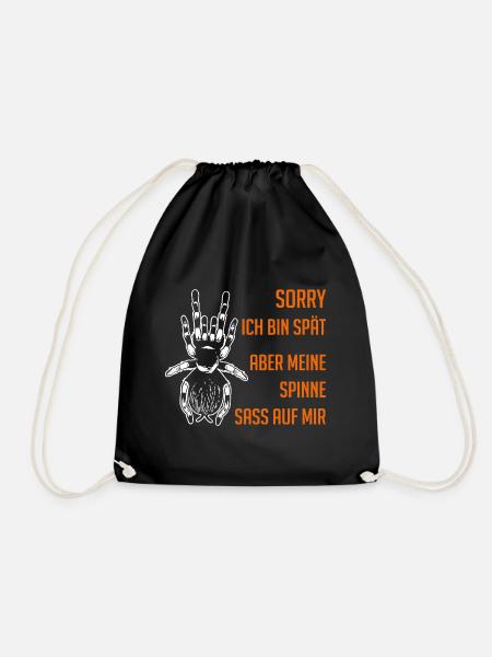 Meine Spinne saß auf mir - lustiges Spinnendesign - Turnbeutel - Schwarz