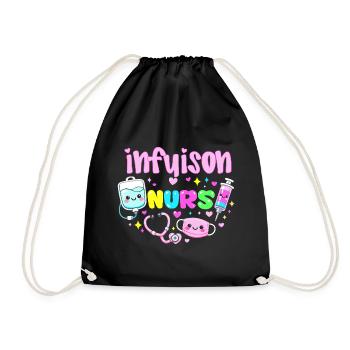 Pflegekraft in Infusion Kawaii Pflegegeschenk - Turnbeutel - Schwarz - Vorne