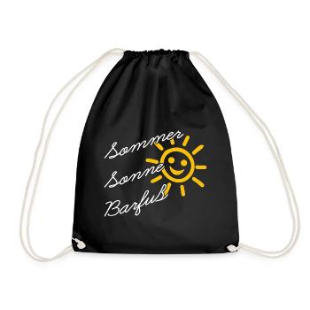 Sommer Sonne Barfuss am Strand Urlaub Ferien - Turnbeutel - Schwarz - Vorne