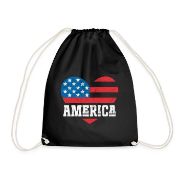 America Flag Heart - Drawstring Bag - black - Front