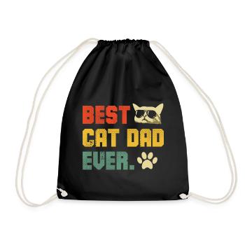 Bast Cat Dad Ever Retro Grafik - Turnbeutel - Schwarz - Vorne