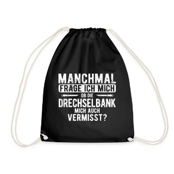 Drechseln Drehen - Turnbeutel - Schwarz - Vorne