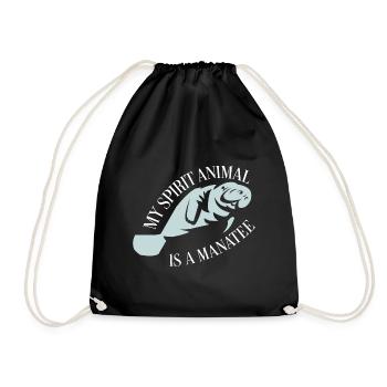 I love manatee, dugongs - Drawstring Bag - black - Front