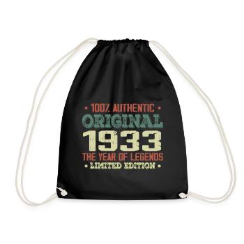 Legend since 1933 Born in 1933 - 91st birthday - Drawstring Bag - black - Front