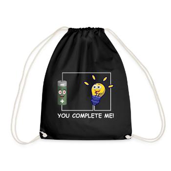 You complete me - Lustiges Physik Elektrik Design - Turnbeutel - Schwarz - Vorne