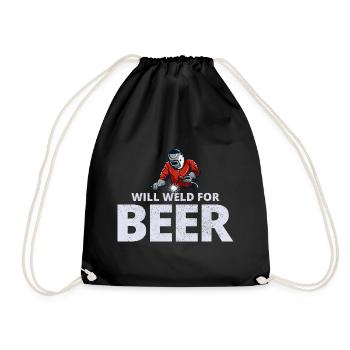 Welding Welder Metal Construction Ironworker Beer - Drawstring Bag - black - Front