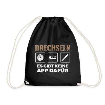 Drechsler Drehen Drechseln - Turnbeutel - Schwarz - Vorne