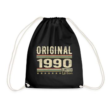 Original 1990 - 1990's Retro Birthday Gift - Drawstring Bag - black - Front