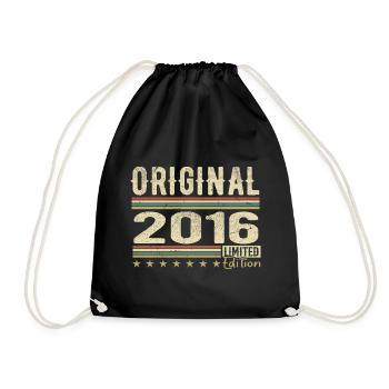 Original 2016 - Retro Geburtstagsgeschenk 2016 - Turnbeutel - Schwarz - Vorne
