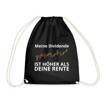 Dividende vs Rente I Börse Aktien - Turnbeutel - Schwarz - Vorne