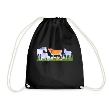 Farm animals / animals in the heart - Drawstring Bag - black - Front