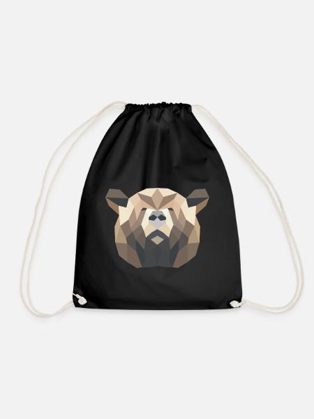 brown bear - Drawstring Bag - black